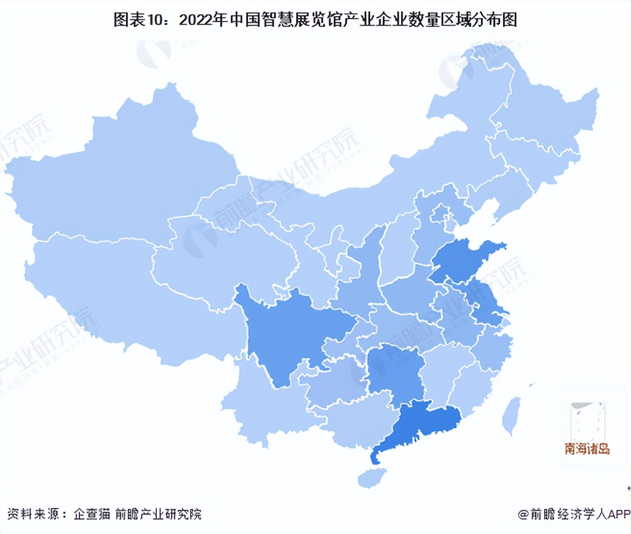 2022年中國(guó)智慧展覽館產(chǎn)業(yè)企業(yè)數(shù)量區(qū)域分布圖